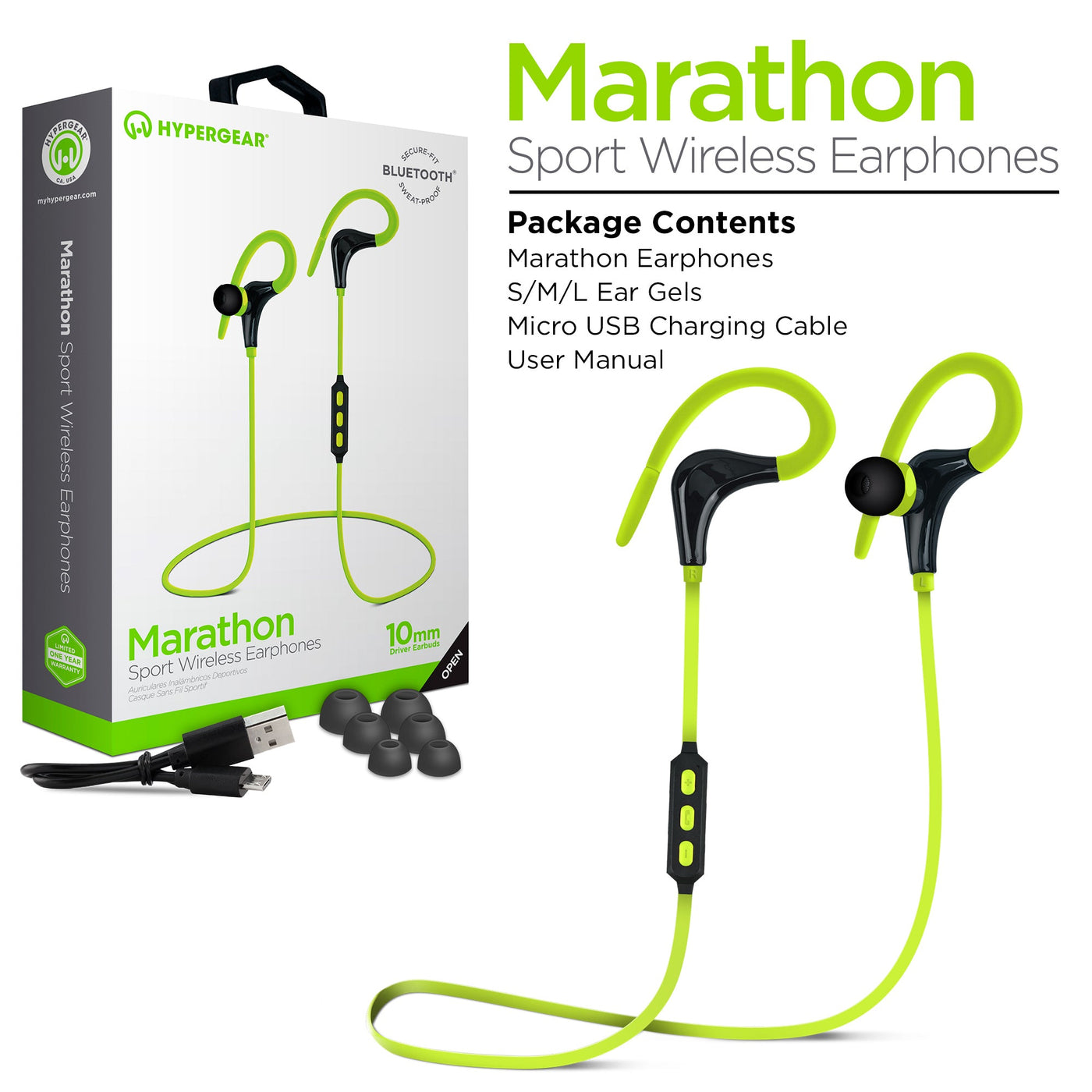 HyperGear Marathon Wireless Sports Earphones Active