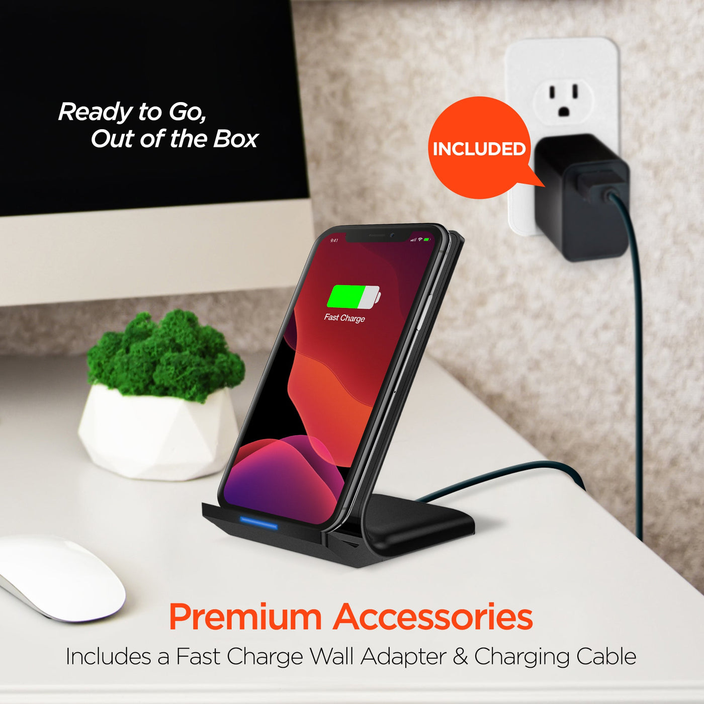 HyperGear Wireless Fast Charging Stand Black (14519-HYP)