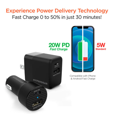 Hypergear Wall & Car Charger Bundle 20W USB-C PD & 12W USB