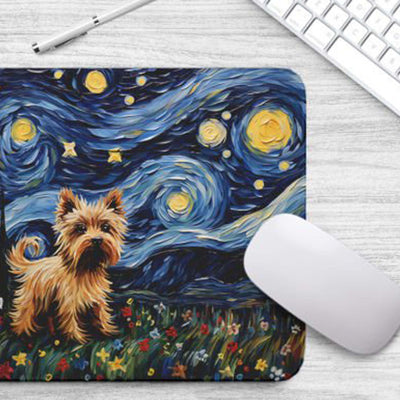 Starry Night Dog Yorkie Yorkshire Non-Slip Computer Mousepad