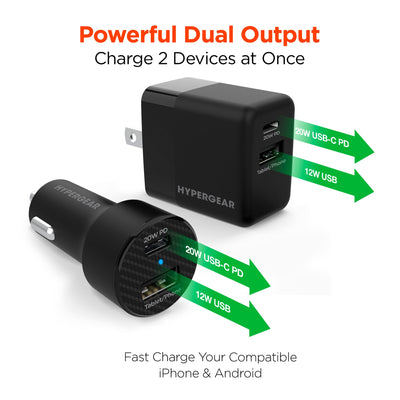 Hypergear Wall & Car Charger Bundle 20W USB-C PD & 12W USB